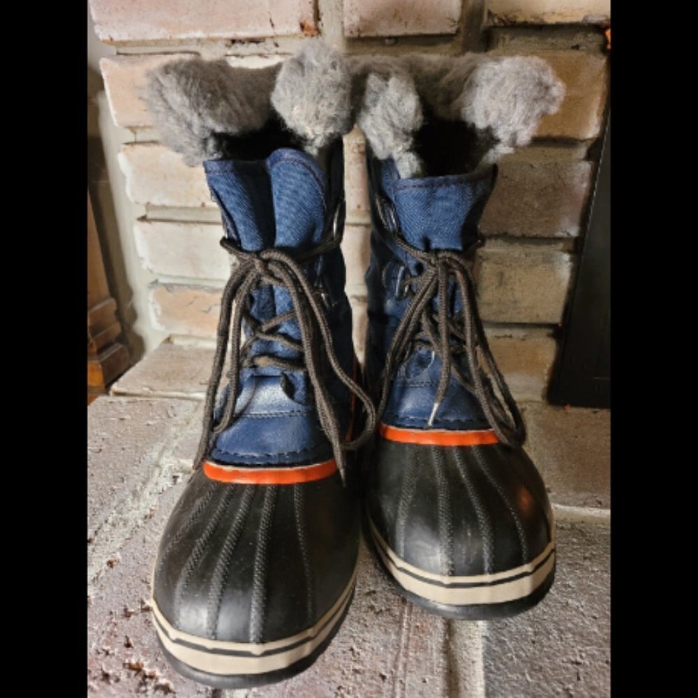 Sorel Fuzzy Insulated Boots Blue and Red Size 7 - Picture 5 of 8